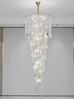 Éclairage de plafond personnalisé pour Foyer d'hôtel, lustre d'escalier rond en cristal de luxe