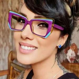 Gafas de Moda con Logotipo Personalizado, Monturas de Gafas TR90 Anti Luz Azul, Gafas de Computadora con Diseño de Ojo de Gato Coloridas para Mujer - Product Image 1