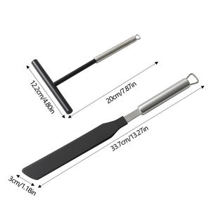 Ensemble d'ustensiles de cuisine en acier inoxydable 304 et nylon : Épandeur à crêpes et spatule, Épandeur de pâte pour crêpière, Spatule, Retourneur à gâteaux - Product Image 2