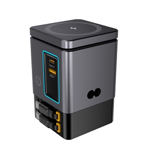 <span class=keywords><strong>Chargeur</strong></span> de bureau GaN 6-en-1 105W, station de charge pour téléphone portable avec <span class=keywords><strong>chargeur</strong></span> sans fil magnétique 15W et câble rétractable - Product Image 5