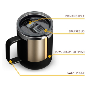 Custom Logo Double Wall 304 Stainless Steel 12oz Eco-Friendly Camping Beer Thermal Vacuum Coffee <b>Mug</b> Handle Boiling Water Safe - Product Image 5