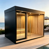 Sauna extérieur thermique sur mesure OEM, avec bain froid et salon de relaxation, professionnel, électrique, en bois, pour 4 à 6 personnes, avec douche intégrée