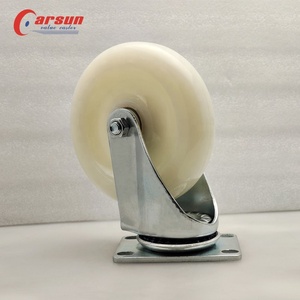 Rodízio <span class=keywords><strong>industrial</strong></span> médio do trole 5 polegadas Nylon branco roda giratória placa rodízios com rolamento de esferas OEM personalizável