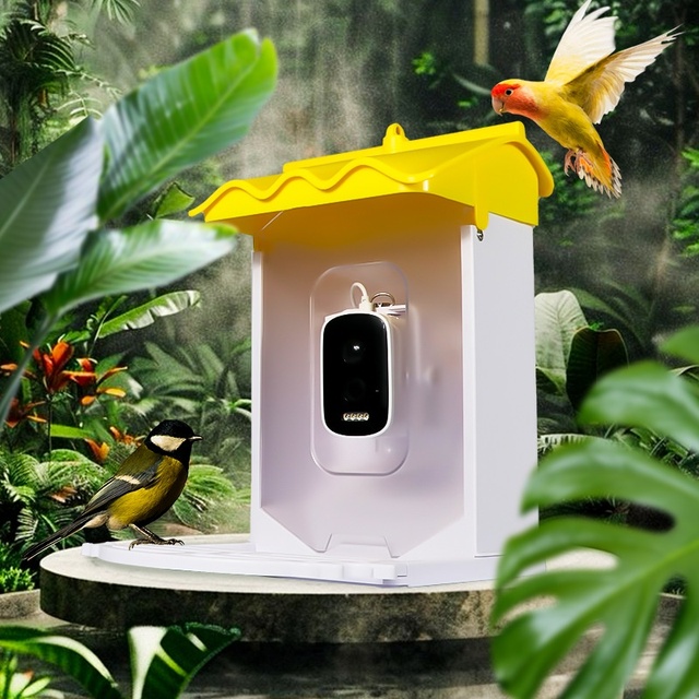 Solar Powered AI Smart Bird Feeder Camera 2L WiFi Outdoor Bird Watching Station HD Video Recording App Control for Garden