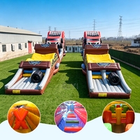 Parcours d'obstacles gonflable commercial à succès, thème voiture de course, en PVC 18 oz, jeux gonflables pour location événementielle