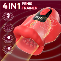 Big-Mouth Delay Trainer, Masajeador de Pene Masculino con 10 Modos de Vibración, Silicona, Carga Magnética USB, Pantalla LCD, Copa, Juguete Sexual para Adultos