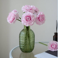 Bunga Minimalis Real Touch 33cm Ranunculus Buatan Lateks Pink Putih untuk Dekorasi Vas Pernikahan Rumah