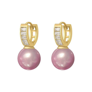 <strong>Pretty</strong> Hoop <strong>Earrings</strong> Copper Jewelry With Pinkmitation Pearl Design Elegant Simple Style for Women Party Dating <strong>Earrings</strong> N80993 - Product Image 4