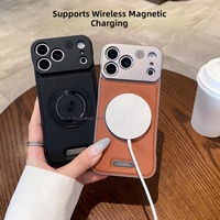 Étui de téléphone magnétique en similicuir PU pour iPhone 17 18 Pro Max 360 °   Support rotatif pour téléphone avec lumière, parfum, protection antichoc et refroidissement