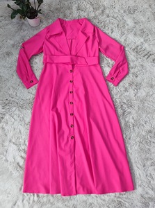 Robe chemise longue décontractée à manches mi-longues et simple boutonnage de couleur vive pour femmes et dames, robe chemise Maxi élégante, <span class=keywords><strong>2022</strong></span> - Product Image 6