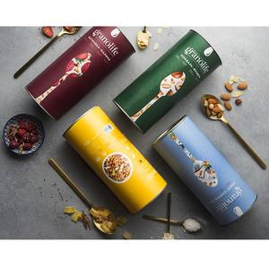 100% carton rigide biodégradable mélange de qualité alimentaire poudre sèche thé papier emballage amande Kraft bidon avec doublure en papier ciré - Product Image 4