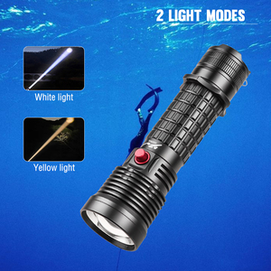 Vàng + trắng màu sắc bền lặn Torch Led đèn pin dưới nước không thấm nước có thể sạc lại Scuba ánh sáng - Product Image 5