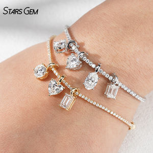 StarsGem Joyería Fina, Colgante de Diamante de Laboratorio con Forma Elegante en Oro Sólido de 10K, Cierre Universal para Collar y Pulsera, Encantador - Product Image 1