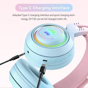 Vente chaude <span class=keywords><strong>Oreille</strong></span> de <span class=keywords><strong>Chat</strong></span> Led Lumineux Sans Fil bt Casque Sans Fil Mignon Casque de Jeu pour les Filles - Product Image 4