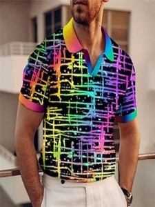 Khoảng Cách Ngắn Tay Polo Áo Sơ Mi Cho Nam Giới Trong Mùa Hè 2025, Mới Đa-Màu Gradient Thời Trang Giản Dị - Product Image 3