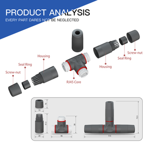 Aohua lắp ráp 8P8C RJ45 t Kết nối 1 trong 2 ra 3 wways không thấm nước IP67 kết nối cho <span class=keywords><strong>24AWG</strong></span> cáp <span class=keywords><strong>Ethernet</strong></span> - Product Image 6
