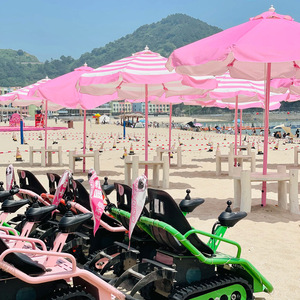 Hete Verkoop Modern Hotel Outdoor Waterdichte Aluminium Parasols Met Houtnerf Coating Grote Maten Voor Zand Gebruik - Product Image 2