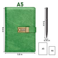 Cahier d'agenda A5 personnalisé 240 pages personnalisable avec couverture verrouillable pour hommes femmes herbe verte planificateur stylo boîte cadeau en cuir