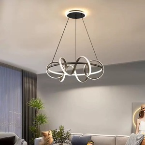 Lámpara LED moderna de anillo entrelazado para sala de estar: Eleva tu decoración del hogar Lámpara LED elegante con anillos trenzados - Product Image 3