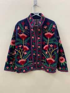 เสื้อแจ็คเก็ตผ้ากำมะหยี่โบฮีเมียนปักลายซูซานี  รักษ์โลก คุณภาพสูง สำหรับผู้หญิง ทำมือ กระดุมลายสัตว์ ผ้าฝ้ายระบายอากาศ สำหรับฤดูหนาว - Product Image 1