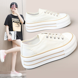 Mocasines Gruesos para Mujer, Primavera 2026, Directo de Fábrica, Antideslizantes, Cómodos, con Plataforma, Casuales, de Lona Blanca - Product Image 1