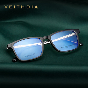 Veithdia Square Full-<b>Frame</b> Titanium Eyeglasses For Men With Anti-Uv PC Lenses Simple Design - Product Image 2