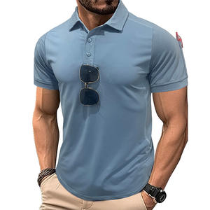 Polo informal de secado rápido para hombre, camisa de Golf deportiva con cuello de explosión con decoración de botones, tela estampada de tamaño XL - Product Image 3