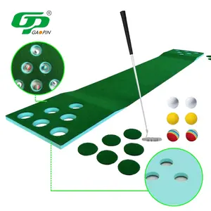 Недавно практика портативный для дома и улицы 12 отверстий для игры в гольф коврик игровой набор зеленый Мини-гольф, купите искусственную траву коврик