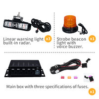 Sistem Keamanan Forklift Gudang Sensor Radar Lampu Peringatan Berkedip Otomatis Lampu Suara 6 Bahasa Lampu Strobo LED Hitam DC