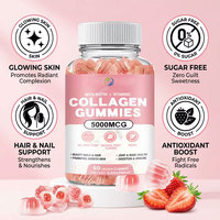 Bonbons gélifiés au collagène en marque privée OEM, végétaliens, halal, sans sucre, supplément de vitamines, gommes au collagène pour les cheveux, la peau et les ongles