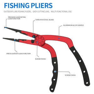 Pinze da pescatore pinze da pesca in acciaio inossidabile rimozione del gancio a naso lungo con guaina e cordino - Product Image 4