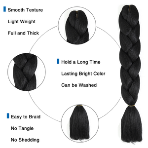 Extensiones de Cabello Yaki, Trenzas de Ganchillo Sintético Jumbo de Alta Calidad, Preestirado, Estilo Africano, Suave, 100g, Venta Al por Mayor, Trama Única - Product Image 2