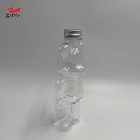 Bouteille de jus en PET en forme d'ours 3D mignonne, 100 ml, 500 ml, qualité alimentaire, sans BPA, transparente, avec couvercle en aluminium, anti-fuite, vente en gros