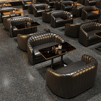 Ensemble de mobilier de bar bistrot moderne en gros avec canapé en cuir PU et table, fauteuil durable pour usage commercial
