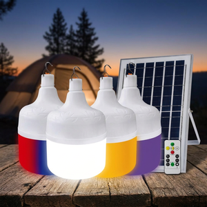 Ampoule LED d'urgence à quatre couleurs avec télécommande, DC5V-6V 300W, diamètre 13,5 cm, charge solaire PP 2x1500mAh avec panneau solaire 6W - Product Image 5