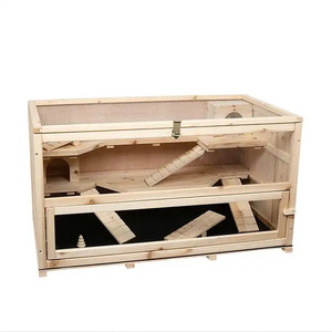 <span class=keywords><strong>Cage</strong></span> à animaux en bois à ouverture facile avec escalier intérieur Petite maison pour hamsters Chinchillas Lapins - Product Image 2