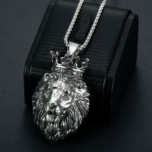 <b>Crown</b> Lion Head Pendant Necklace Stainless Steel Unisex Hip Hop Punk Jewelry Gift DW341 - Product Image 4