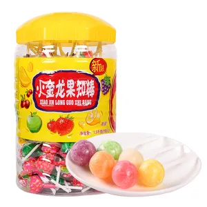价格便宜的清真彩色tutti-frutti风味10g甜棒棒糖硬糖果罐子