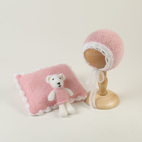 Accessoires de photographie pour nouveau-nés, bonnet en angora tricoté, oreiller, mini poupée ours en peluche, accessoires de photographie pour studio de bébé