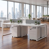 Poste de travail de bureau individuel moderne en bois avec cloison de séparation, bureau d'ordinateur, table de direction blanche pour employés, ensemble de mobilier
