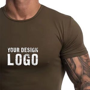 T-shirts de sport pour hommes, coupe ajustée, fitness, course à pied, vente en gros, OEM, salle de sport, entraînement, respirant, séchage rapide - Product Image 4