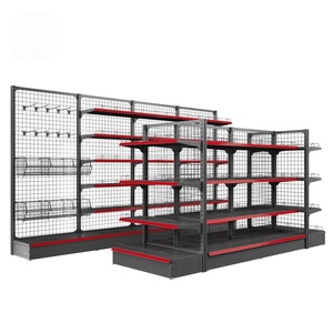 Custom-made Lightweight Metal Mesh Wire <b>Shelves</b> in White Red Combination Are Used for Retailing Goods in Convenience Stores. - Product Image 4