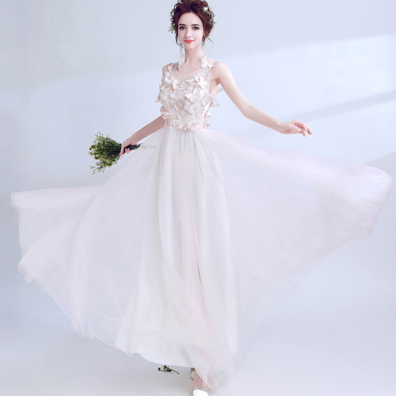 New Design Fashion Women White Sleeveless Breathable Long Evening Dress