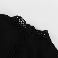 Robes pour femmes sexy en mousseline de soie à manches longues avec fermeture éclair dans le dos, robe de soirée courte noire pour femmes