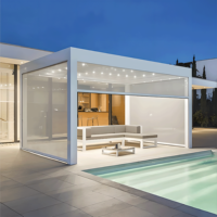 Sistemas de Pérgolas con Recubrimiento de Polvo de Aluminio, Pérgola Exterior con Control Motorizado para Techo de Terraza de Jardín