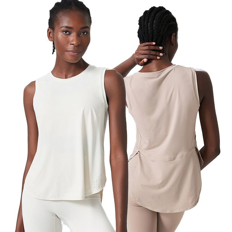 Custom Women's Sleeveless Loose Sports Tank Top Solid Color Lightweight Sports Yoga Vest Breathable Quick Dry Fitness T-Shirts