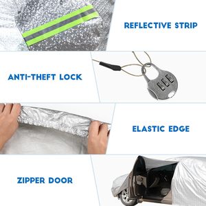 Housse de voiture en film <span class=keywords><strong>d</strong></span>'aluminium à 4 couches, universelle, SUV, imperméable, anti-poussière, protection solaire UV, housse de pluie complète pour toutes les saisons - Product Image 3