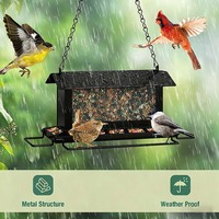 Mangeoire à oiseaux JH-Mech avec toit amovible facile à remplir, résistante aux intempéries, construction tout métal durable, anti-écureuil