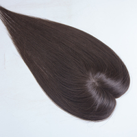Expédition en 24h : Toppers en Cheveux Vierges Lisses et Soyeux, 14 Pouces, Brun Naturel, Base Mono avec Clips, 3x5 Pouces, Densité 130%