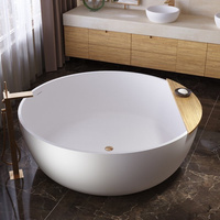 Baignoire ronde autoportante en acrylique japonais haut moderne trempage blanc profondément petite baignoire